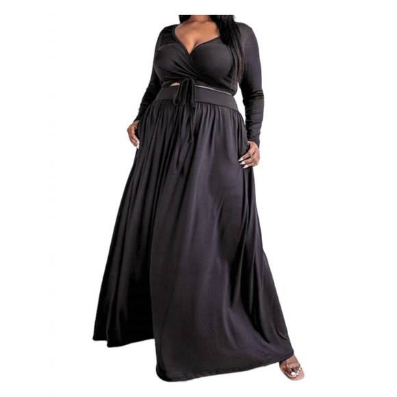 NEW CURVE MARKET two piece maxi skirt set - plus in black - Picture 1 of 3